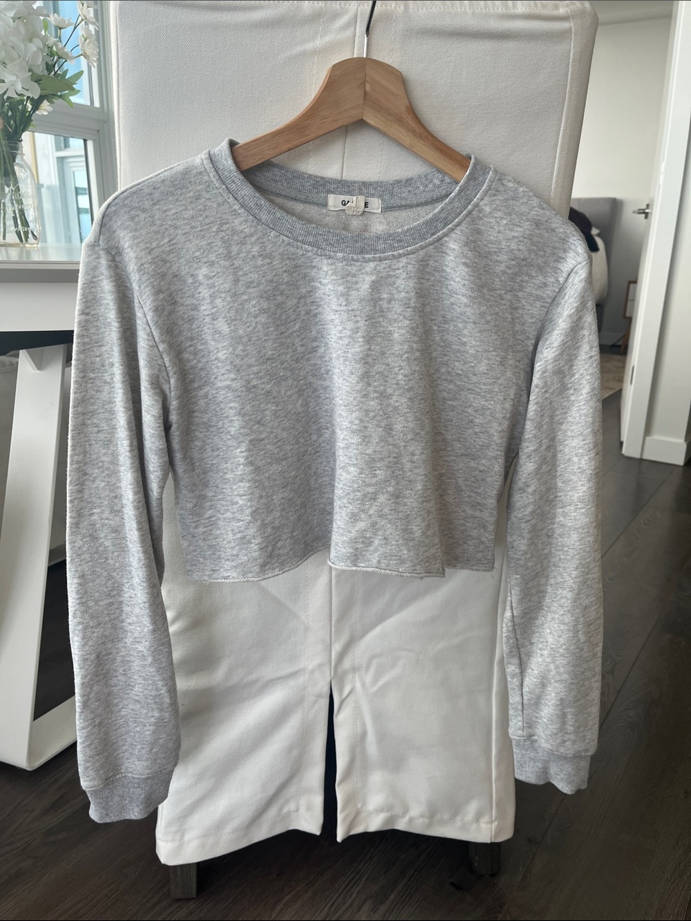 Cropped Gray Sweatshirt - Soft Heather Gray raw hem